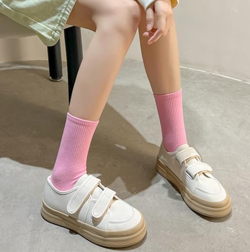 Image of Womens Colorful Basic Sock -Unique Knit Cotton Crew Socks 3 Pack