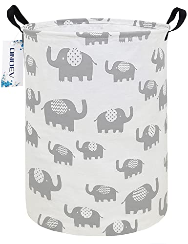 Image of ONOEV Round waterproof laundry basket gift basket,suitable for children's room and toy storage (Grey Elephant)
