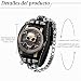 Imagen de JewelryWe Reloj Analógico Calavera Steampunk: Reloj de Pulsera Cuarzo Redondo Vintage para Hombre y Mujer Correa de Cuero Ancha Escala de Números Arábigos