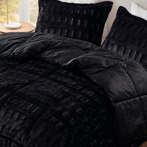 Madison Park Queen Comforter Set Reversible Faux Fur Eleganc