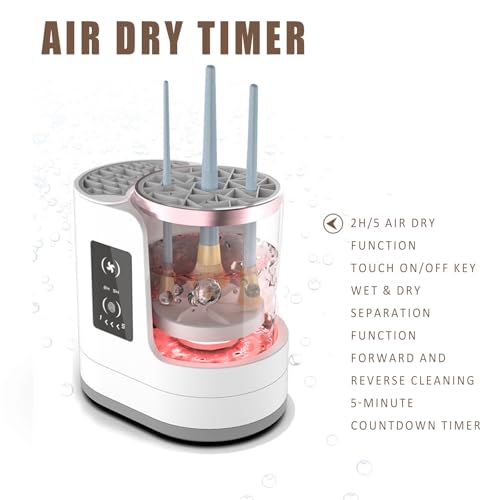 Limpiador de brochas de maquillaje eléctrico, limpieza eléctrica y secado rápido para familias perezosas, herramienta de limpieza automática de brochas de maquillaje con función de secado para todos - imagen 3