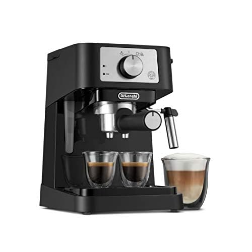 De’Longhi Stilosa Manual Espresso Machine, Latte & Cappuccino Maker, 15 Bar Pump Pressure + Milk Frother Steam Wand, Black / Stainless, EC260BK, 13.5 x 8.07 x 11.22 inches