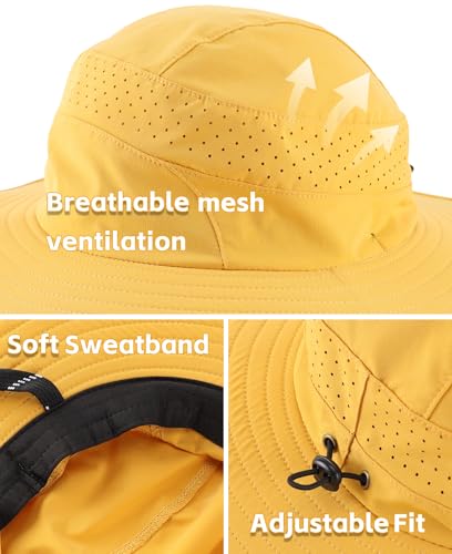 Image of Connectyle UPF 50+ Wide Brim Sun Hat for Men Women UV Protection Bucket Hats Outdoor Breathable Safari Hat for Fishing Hiking