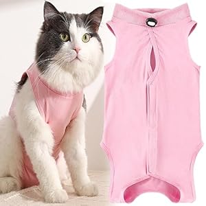 WDEC M 2.5-3.5kg Cat Professionnel Restauration Convient pour abdominaux Collerette des plaies ou des Maladies de la Peau, Gilet Chat Anti lechage, après la Chirurgie Porter (Rose)