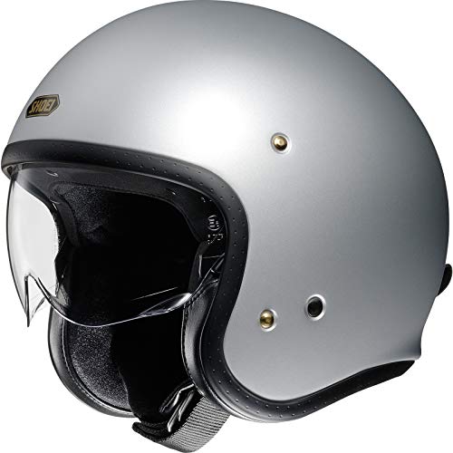 Shoei J.O - Casco jet para moto, color plateado mate, talla L