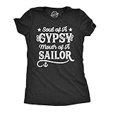 Womens Soul of A Gypsy Mouth of A Sailor Offensive T Shirt Sassy Ladies Top Funny T Shirts Women's Novelty Tees Black XL