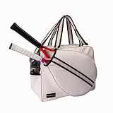 Remobia Hicol White PU Leather Women Large Sports Handbag Tennis Racket Shoulder Bag Tennis Tote Bag