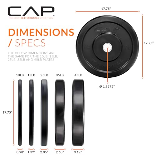 Image of CAP Barbell Olympic Weight Set with 7ft Barbell & Bumper Plates | 160-370 lbs | Multiple Options
