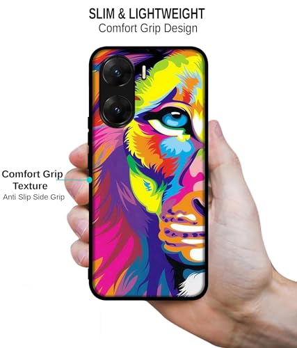 Image of Lion Design Premium 2D Printed Metal Back Case Cover for Vivo V29E 5G