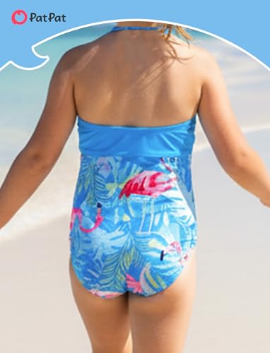 Image of PATPAT Mommy and Me Matching Swimsuit:One Piece V Neck Bathing Suits Leaves Printed Family Swimwear Matching Set