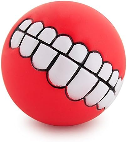 Stock Show 6Pcs/Pack 3" Funny Pet Dogs Teeth Pattern Balls Chew Toy Squeaker Squeaky Sound Bite Resistant Dogs Training Toys, Color Random