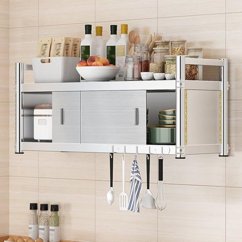 Tqoiozxa Wall-Mounted Stainless Steel Storage Cabinets,Large Capacity Wall Rack with