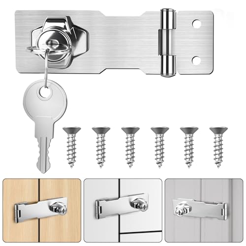 Flintronic Cerradura de Cerrojo con Llave en Ángulo Recto de 90 Grados, Perilla Giratoria de Bloqueo con Llave, Cerrojo Puerta Interior, para Puertas, Habitaciones, Armarios, Plata(3 Inch)