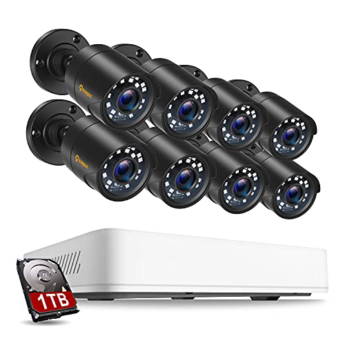 Creative Product Anlapus 1080p Home Security Camera System with Hard Drive 1TB, 8 Channel 5mp Lite 4-in-1 CCTV DVR Recorder and 8 x 1080p Weatherproof Surveillance Bullet Cameras, Easy Remote Access