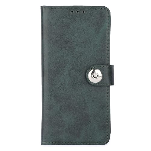 Image of Inktree Vivo V50 5G Flip Cover | Leather Finish | Complete Protection Flip Case for Vivo V50 5G - Green Button