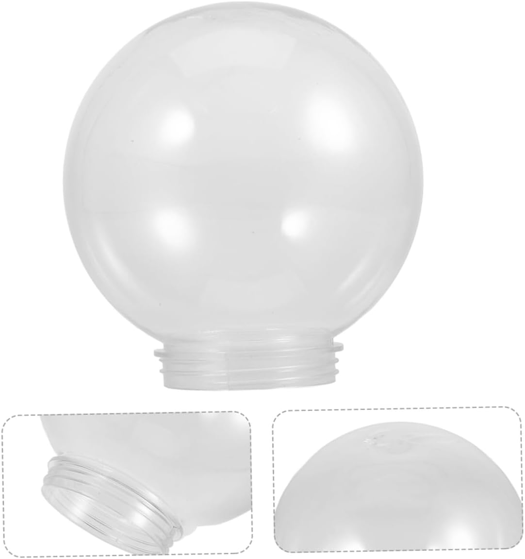 Acrylic Replacement Globe Lamp Shade Cover for Outdoor Wall Sconces Transparent Round Sphere with Fitter Opening Easy to Install Lighting for Courtyards and Gardens