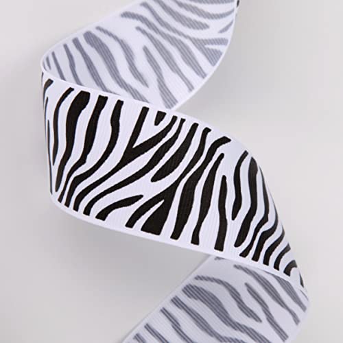 Meseey Jungle Animal Ribbons 1-1/2 Inch X 20 Yards Safari Animal Wrapping Black And White Zebra Printed Ribbon For Diy Craft, Wild One Party Decor ( White Zebra) #TOP3