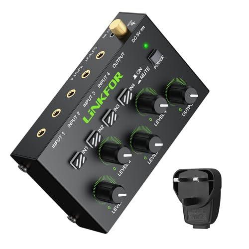 Mélangeur audio 3,5 mm mini console mixage 4 canaux alimentée jack