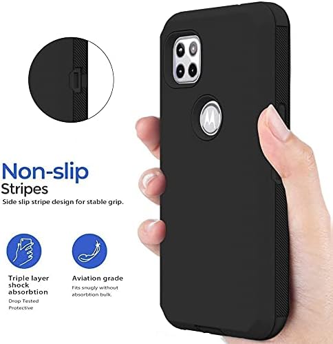 Annymall for Moto One 5G Ace Case with Screen Protector, Rugged Triple Layer Shockproof Drop/Dust-Proof Bumper Heavy Duty Hybrid Protective Phone Case Cover for Motorola Moto One 5G Ace (Black)