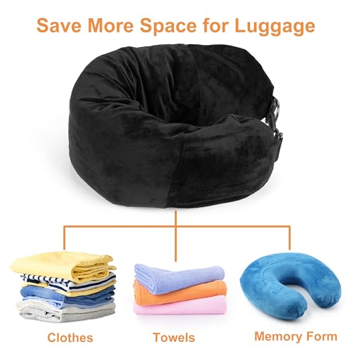 Almohada de viaje rellenable de algodón negra miniatura 2