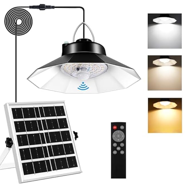 Aqonsie Solar Shed Light Solar Pendant 3 Colors Temperature Solar Motion Indoor Lights