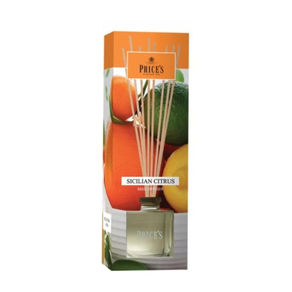Price's - Sicilian Citrus Reed Diffuser - 100ml - Sweet, Delicious, Quality Fragrance - Long Lasting Scent