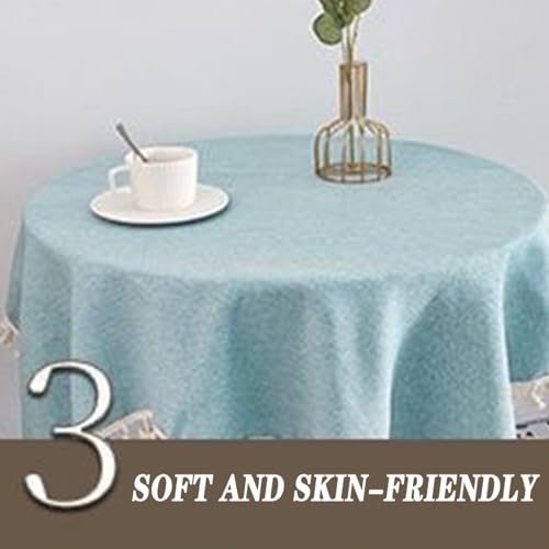 Nappe en coton et lin rectangulaire de table cuisine lavable à pompons - 5