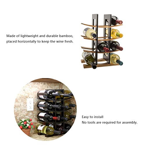 Soporte para Botellas de Vino de Bambú 4 Niveles Negro miniatura 4