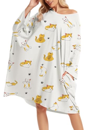 Image of CRIPOM Plus Size Moo Moos for Women Oversized Sleep Shirts for Women Oversized Nightgown with Pocket Fit S-5XL