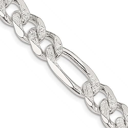 925 Sterling Silver 10.5mm Pav Flat Link Figaro Chain Necklace 22 Inch Pendant Charm Fine Jewelry For Women Gifts For Her