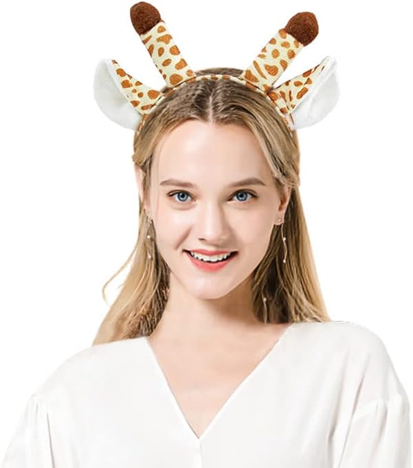 Crazy Night Cute Plush Giraffe Ears Headband-Halloween Christmas Festival Themed Party Animal Cosplay Costume Antler Headbands