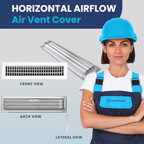 20" x 4" (Duct Opening) Register Vent Cover – Adjustable Single Deflection Aluminum HVAC Grille for Heater, Decorative Ceiling Wall Air Supply Multi-Shutter Damper – Durable & Rustproof ACLAMINAIRE