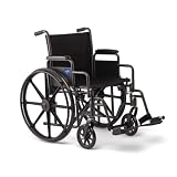 Medline Strong and Sturdy Wheelchair with Desk-Length Arms and Swing-Away Leg Rests for Easy Transfers, 16” Seat (K1166N22S)