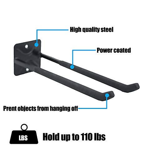 Ultrawall Wall Mounted Hanger Garden Tool Storage Organizer, Garage Hooks for Snow Board Hook Tire Rack, 2 Pack