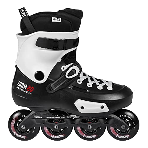 Powerslide Inline Skates Zoom Pro Black 80, Unisex für Herren und Damen in Schwarz/Weiß , 80mm/86A Rollen, ABEC 7 Pro Kugellager, Art. nr.: 880237 41-42 Cover