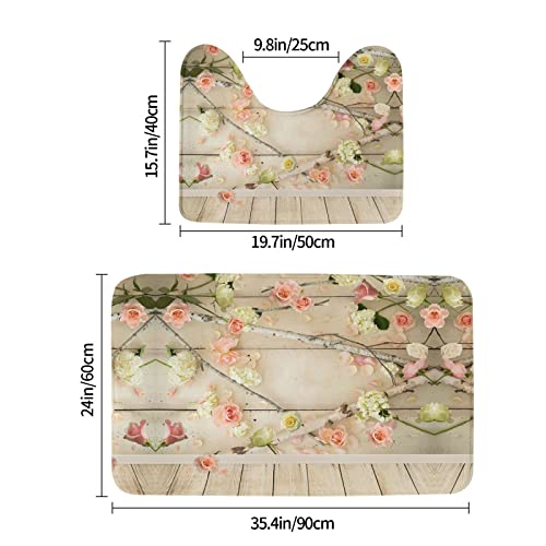 Tapis de bain douche absorbant doux lavable antidérapant imprimé floral - 3