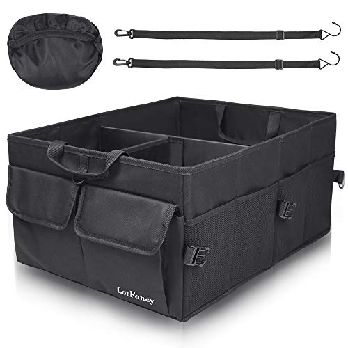 LotFancy Car Trunk Organizer and Storage, Durable Collapsible SUV Cargo Organizer with 2 Straps for Van, Truck, Vehicle, Large Capacity, Non-Slip