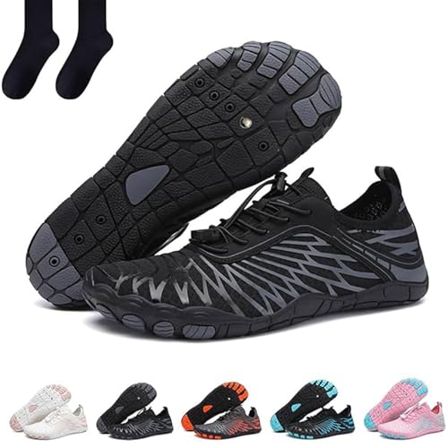 ROPTINK Grounded Footwear, Grounded Footwear Barefoot Shoes, Grounded Footwear for Men Barefoot, Cómodos Zapatos Descalzos Ligeros Antideslizantes (Black,40)
