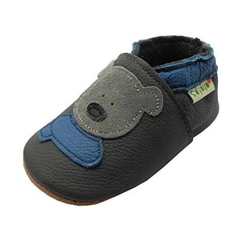 SAYOYO Weicher Leder Lauflernschuhe Krabbelschuhe Babyhausschuhe Kleinkind Lederschuhe Jungen und Mädchen Cover