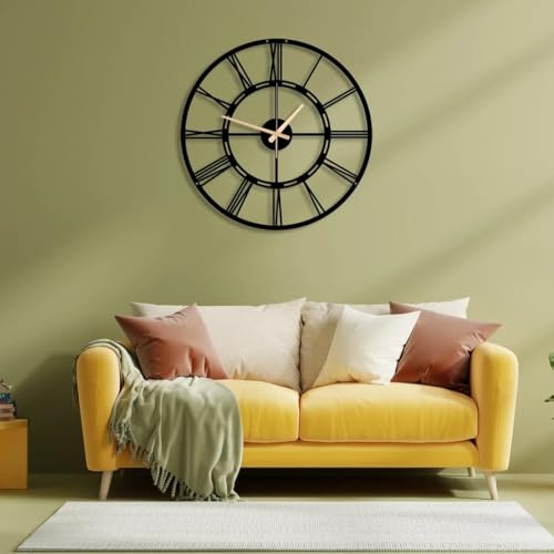 Image of Stylish Metal Wall Clock for Living Room, Bedroom, Office, Kitchen, Home and Hall | Antique Fancy Big Size Modern Wall Watch for Home Decor (DA-17, 40 CM)