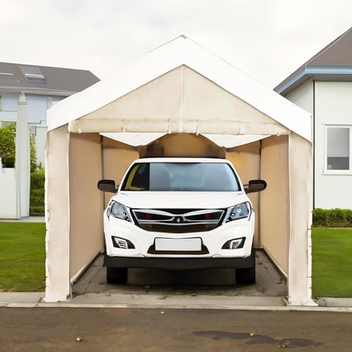 Caravan Canopy Tent Sidewalls for Mega Domain Carport with Straps, Ideal for Garage Storage, Inflatable Garage Covering, Tan (Sidewalls Only) - Thumbnail 4