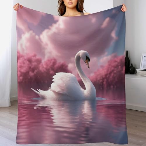 Couverture cygne plaid flannel lit canapé jeté de lit toutes saisons - 2