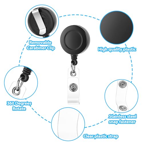 TIESOME 2Pack Soft Plastic Badge Holders with Heavy Duty Badge Reels,Clear Horizontal ID Name Card Holders Retractable Badge Reel Clip Credit Card Protector for Nurse Doctor Teacher Office - Image 2
