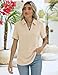 ZHENWEI Women's V Neck Collared Tops Short Sleeve Polo Shirts Casual Business Work Blouse Tunic,Apricot,XL
