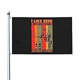 Bandera Jardín Me Gusta La Cerveza Y El Hockey Y Quizás Tres Personas Bandera Divertidas Durable Garden Flag Decorativas Estandarte Exterior Para Patio Al Aire Libre Playa Granja 90X150 CM