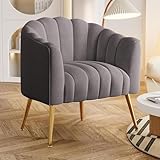  Grand fauteuil décoratif en forme de citrouille, chaise moderne rembourrée en velours, canapé individuel de luxe avec accoudoirs pour salon ou salle d\'attente
