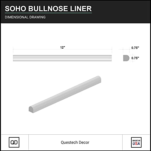 Questech Décor Soho Bullnose Tile Liner, 3/4 X 12 Inch Decorative Tile Edge Trim, Decorative Shower Tile Border, Kitchen Tile Backsplash Trim, Graphite Black, 12 Pack #TOP5