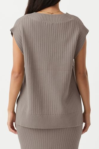 Image of Saodimallsu Womens V Neck Sweater Vest Oversized Ribbed Knit Sleeveless Casual Loose Fit Pullover Tank Top