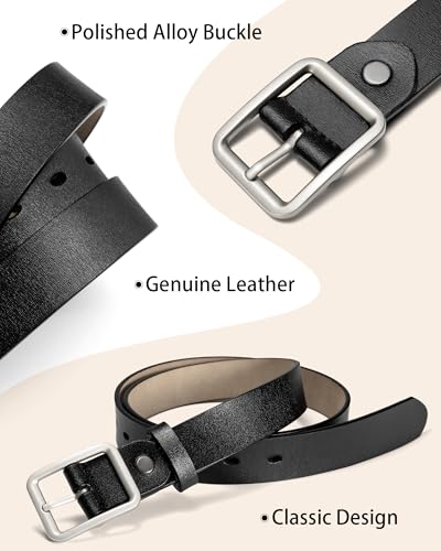 maikun Womens Leather Belt, Fashion Black Womens Belt for Jeans Pants, Easy to Match4