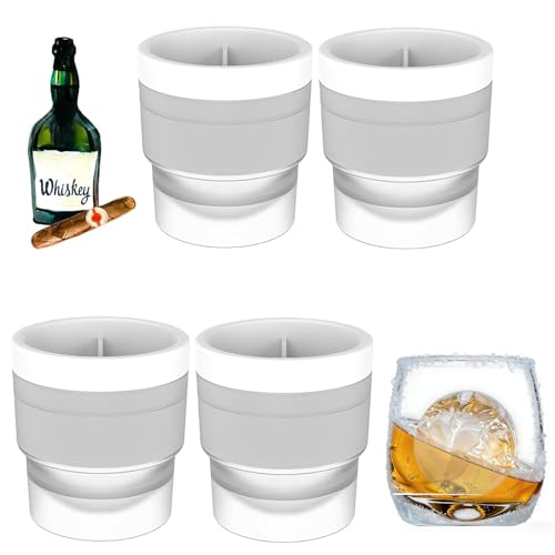 Image of 4Pcs Large Ice Cube Moulds|5cm Ice Ball Mould Set|Reusable & Stackable, Easy to Demold Round Ice Cube Moulds for Freezer Whiskey, Gin, Cocktails & Soft Drinks (White, L)